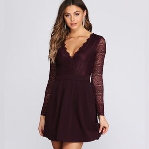 NWT Windsor Secret Obsession Plum Lace Skater dress small
